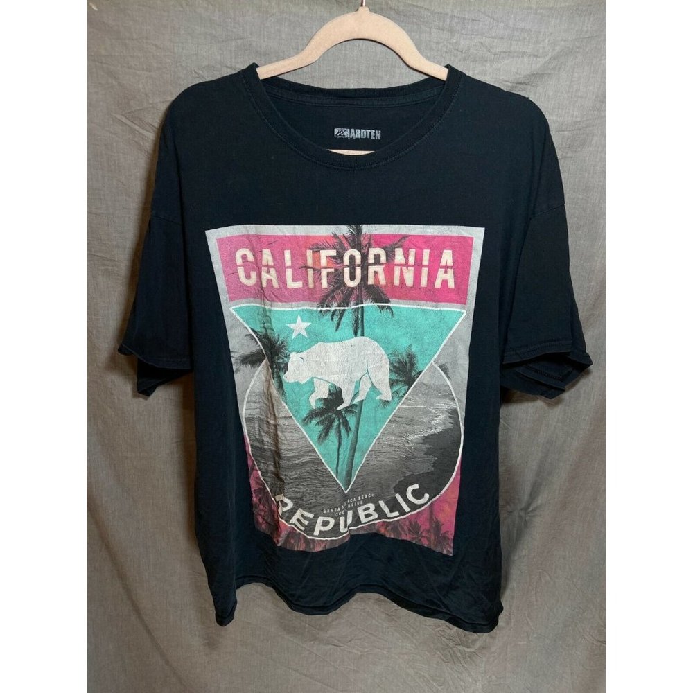 California Republic Shirt Adult Extra Large Black Spell Out‎ Pullover Tee Mens
